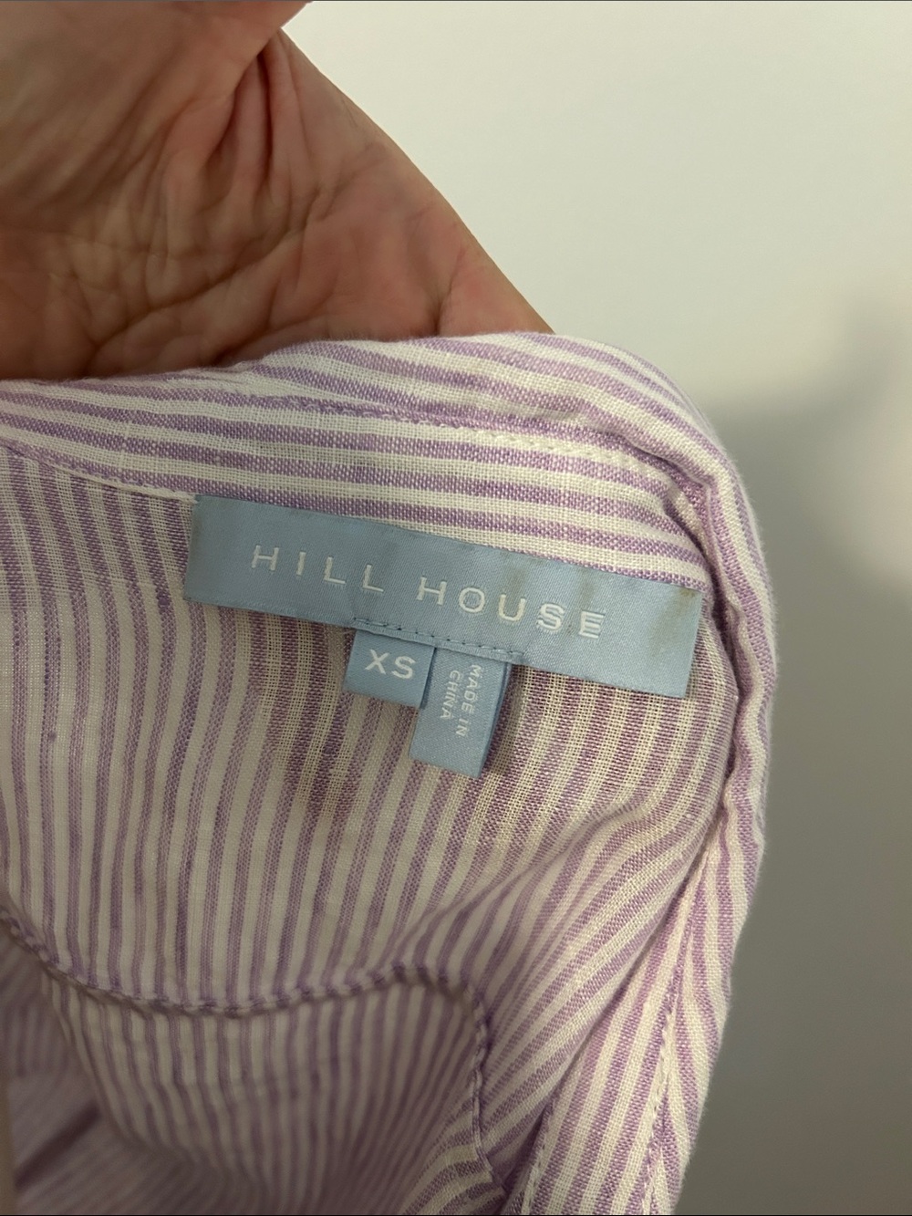 Hill House Lavender-Striped Tie-Waist Linen Shirt Dress - Picture 8 of 9